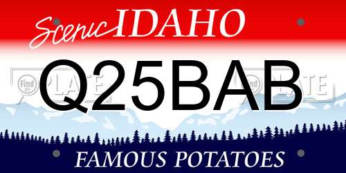 Q25BAB Idaho License Plate