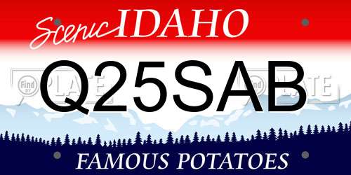 Q25SAB Idaho License Plate