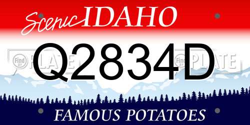 Q2834D Idaho License Plate