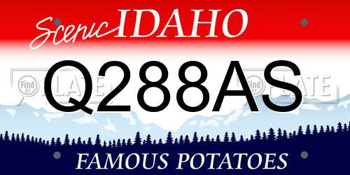 Q288AS Idaho License Plate