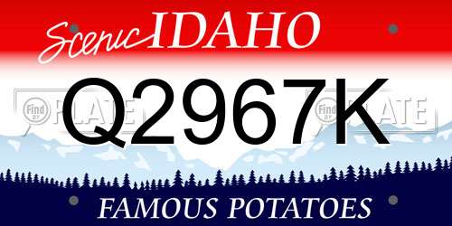 Q2967K Idaho License Plate