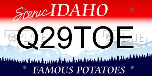 Q29TOE Idaho License Plate