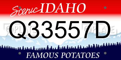 Q33557D Idaho License Plate