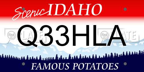 Q33HLA Idaho License Plate