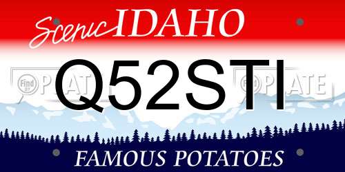 Q52STI Idaho License Plate