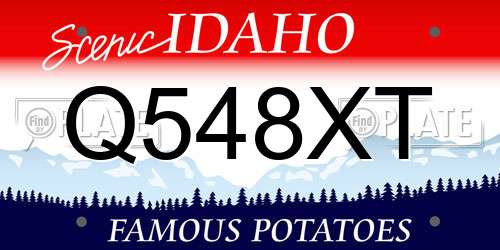 Q548XT Idaho License Plate