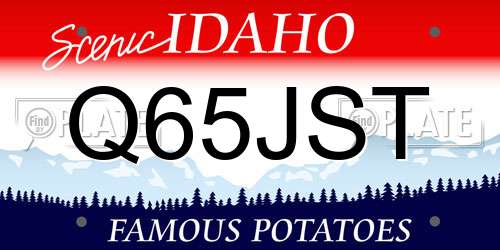 Q65JST Idaho License Plate