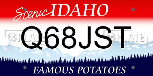 Q68JST Idaho License Plate