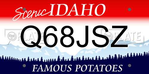 Q68JSZ Idaho License Plate