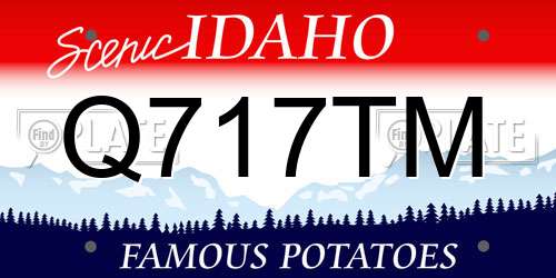 Q717TM Idaho License Plate