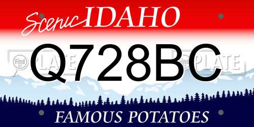 Q728BC Idaho License Plate