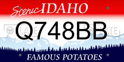 Q748BB Idaho License Plate
