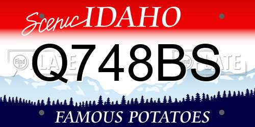 Q748BS Idaho License Plate