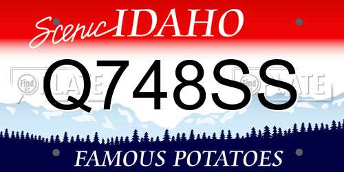 Q748SS Idaho License Plate