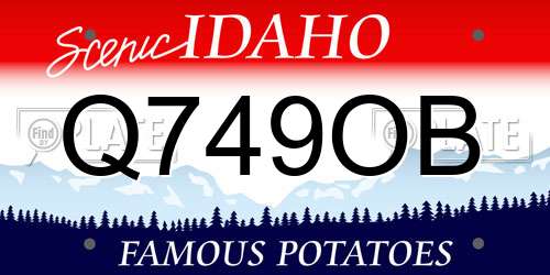 Q749OB Idaho License Plate