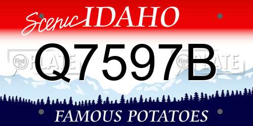Q7597B Idaho License Plate