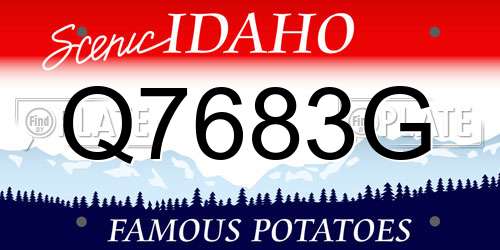 Q7683G Idaho License Plate