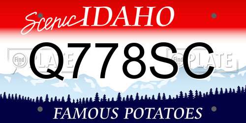 Q778SC Idaho License Plate