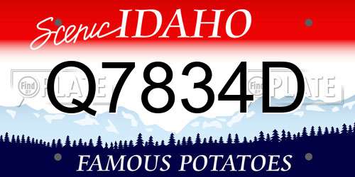 Q7834D Idaho License Plate