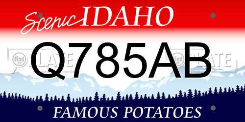 Q785AB Idaho License Plate