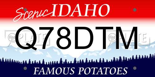 Q78DTM Idaho License Plate