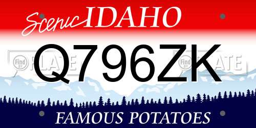 Q796ZK Idaho License Plate