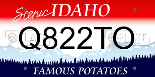 Q822TO Idaho License Plate