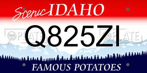 Q825ZI Idaho License Plate