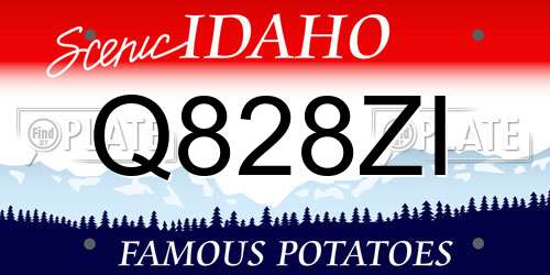 Q828ZI Idaho License Plate