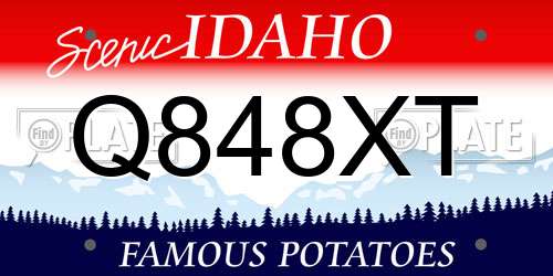 Q848XT Idaho License Plate