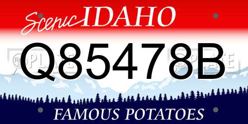 Q85478B Idaho License Plate