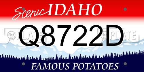 Q8722D Idaho License Plate