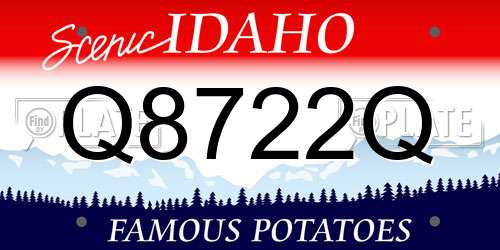 Q8722Q Idaho License Plate