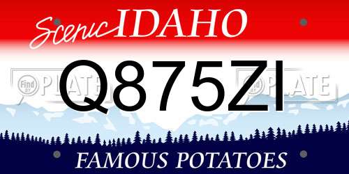 Q875ZI Idaho License Plate