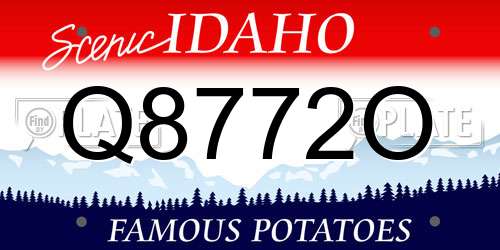 Q8772O Idaho License Plate