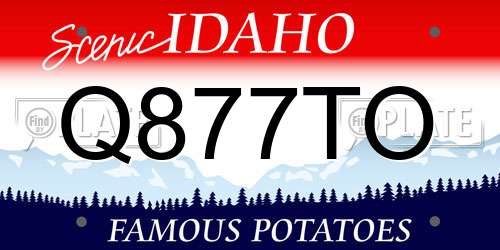 Q877TO Idaho License Plate