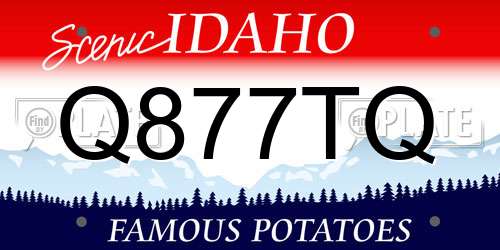 Q877TQ Idaho License Plate