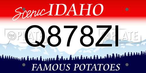 Q878ZI Idaho License Plate