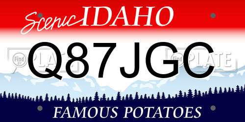 Q87JGC Idaho License Plate