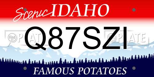 Q87SZI Idaho License Plate