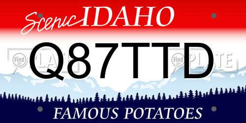 Q87TTD Idaho License Plate
