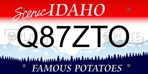 Q87ZTO Idaho License Plate