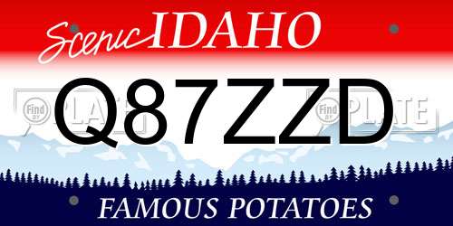 Q87ZZD Idaho License Plate