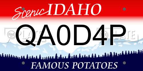 QA0D4P Idaho License Plate