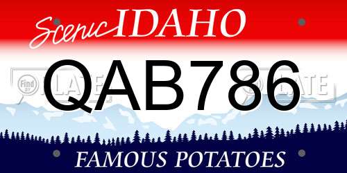 QAB786 Idaho License Plate