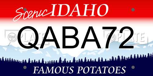 QABA72 Idaho License Plate