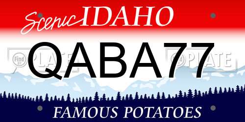 QABA77 Idaho License Plate