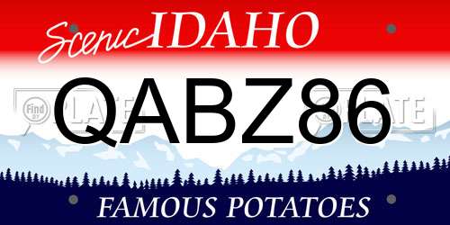 QABZ86 Idaho License Plate