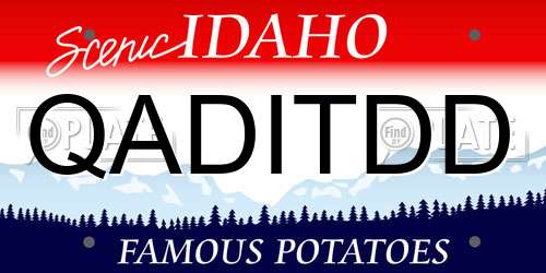 QADITDD Idaho License Plate