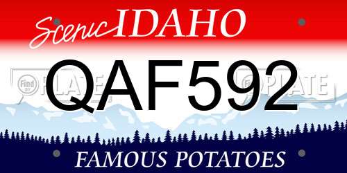 QAF592 Idaho License Plate